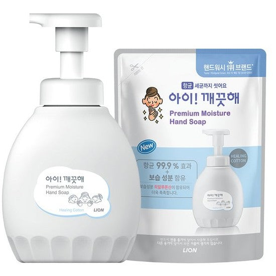 Clean Kids: Premium Moisture Foam Hand Soap Healing Cotton 450ml+Refill 400ml