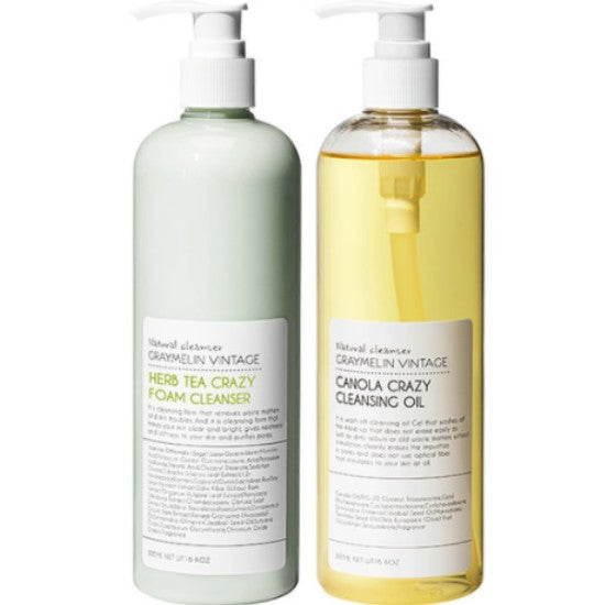 GRAYMELIN: 2 sets of Canola Cleansing Oil+Herbal Tea Foam Cleanser