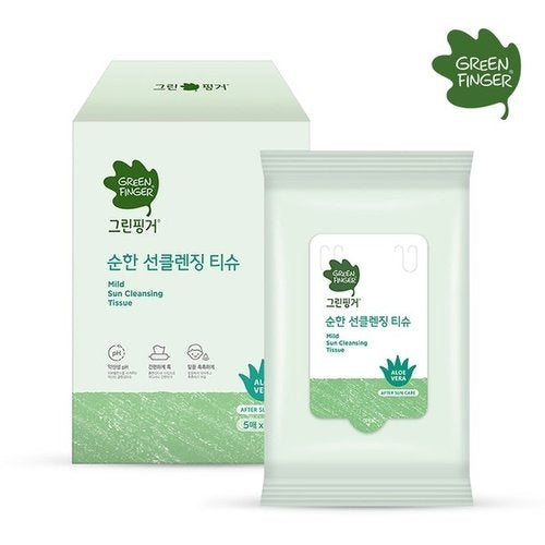 GREEN FINGER: 5 sheets of mild sun cleansing tissue