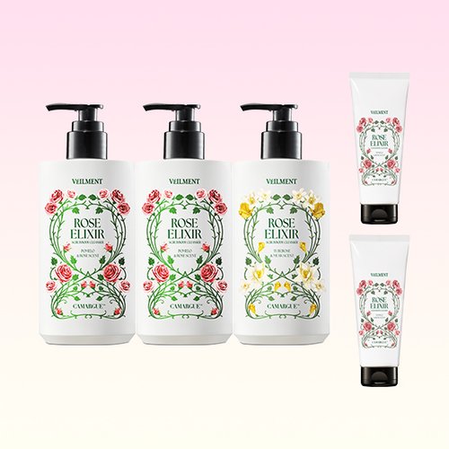 ON THE BODY: Bellman Camargue Rose Elixir Body Cleanser 2 Pomelo & Rose 500g + Tuberose & Musk 500g + 2 Pomelo & Rose 210g